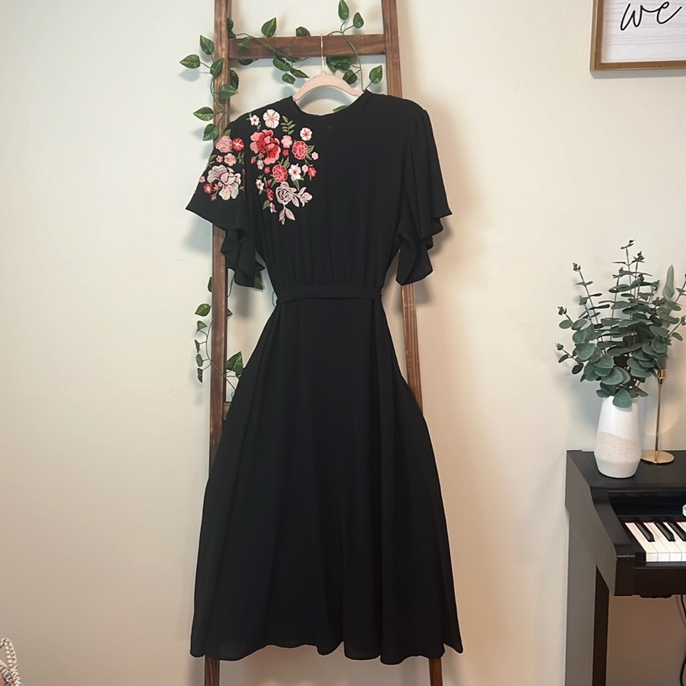 Shein Black Embroidered Maxi Dress